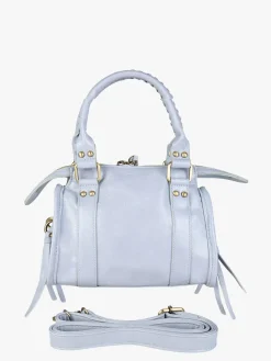 Solada Borsa mini da donna in ecopelle con doppi manici e specchietto - azzurro