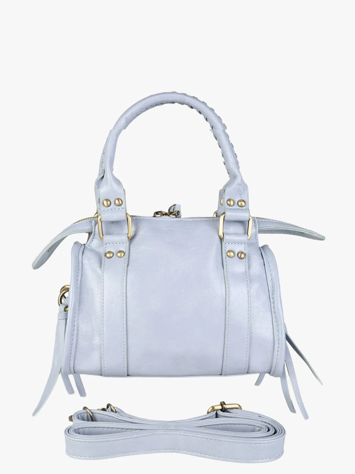 Solada Borsa mini da donna in ecopelle con doppi manici e specchietto - azzurro
