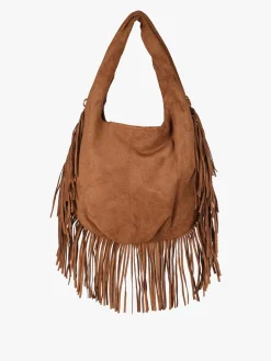 Solada Borsa scamosciata da donna con nappine e borchie - marrone