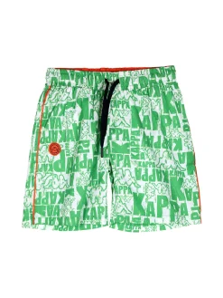 Solada Boxer da mare da bambino con stampe logo - verde