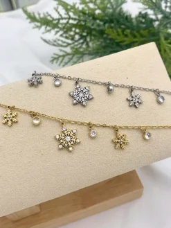 Solada Bracciale con fiocchi di neve in acciaio donna