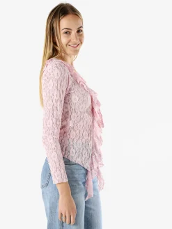 Solada Camicetta donna in pizzo con laccetti a maniche lunghe - rosa