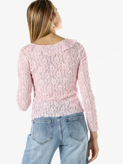 Solada Camicetta donna in pizzo con laccetti a maniche lunghe - rosa