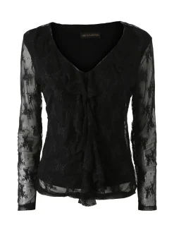 Solada Camicetta in pizzo da donna con scollo V - nero