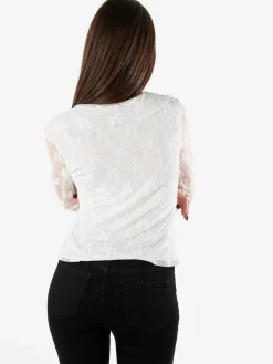 Solada Camicetta in pizzo da donna con scollo V - bianco