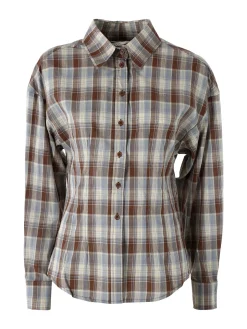 Solada Camicia a quadri da donna a maniche lunghe - marrone