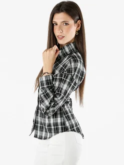 Solada Camicia a quadri da donna a maniche lunghe - nero