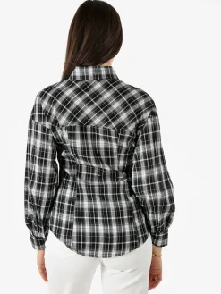 Solada Camicia a quadri da donna a maniche lunghe - nero