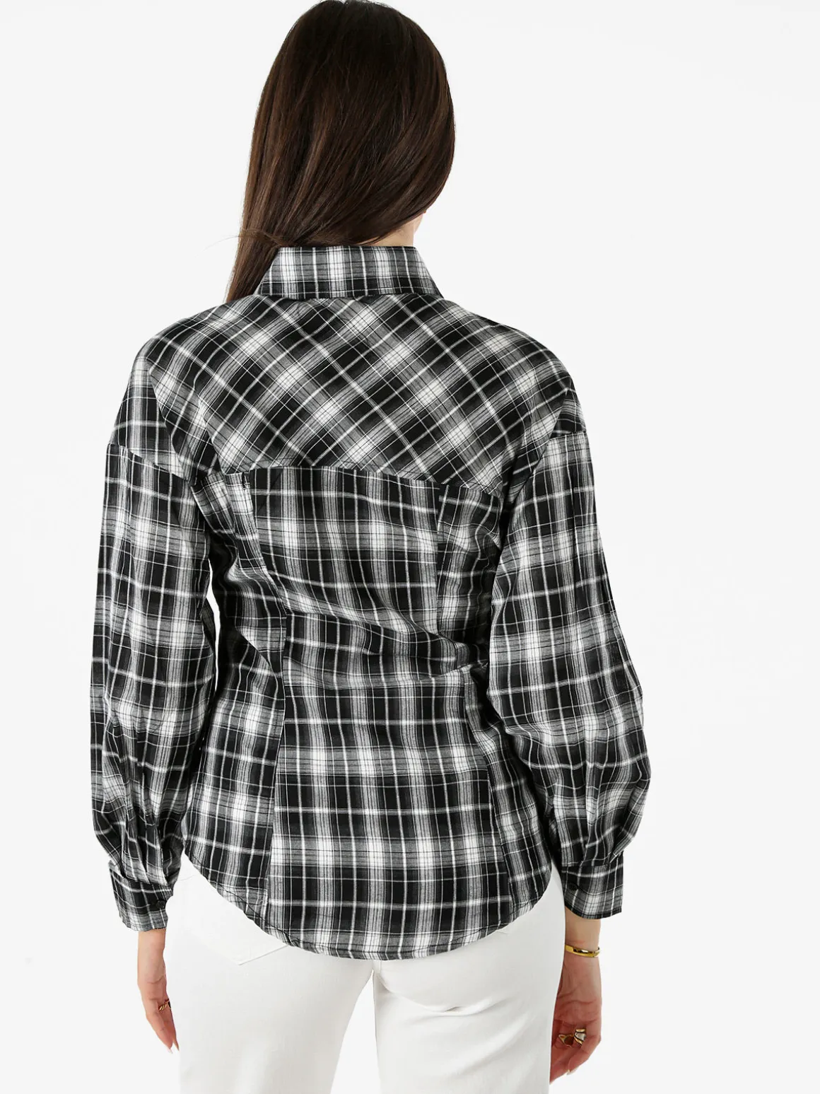 Solada Camicia a quadri da donna a maniche lunghe - nero