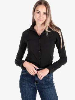 Solada Camicia body donna a maniche lunghe - nero