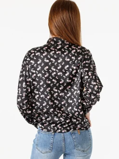 Solada Camicia da donna a maniche lunghe con stampa floreale - nero