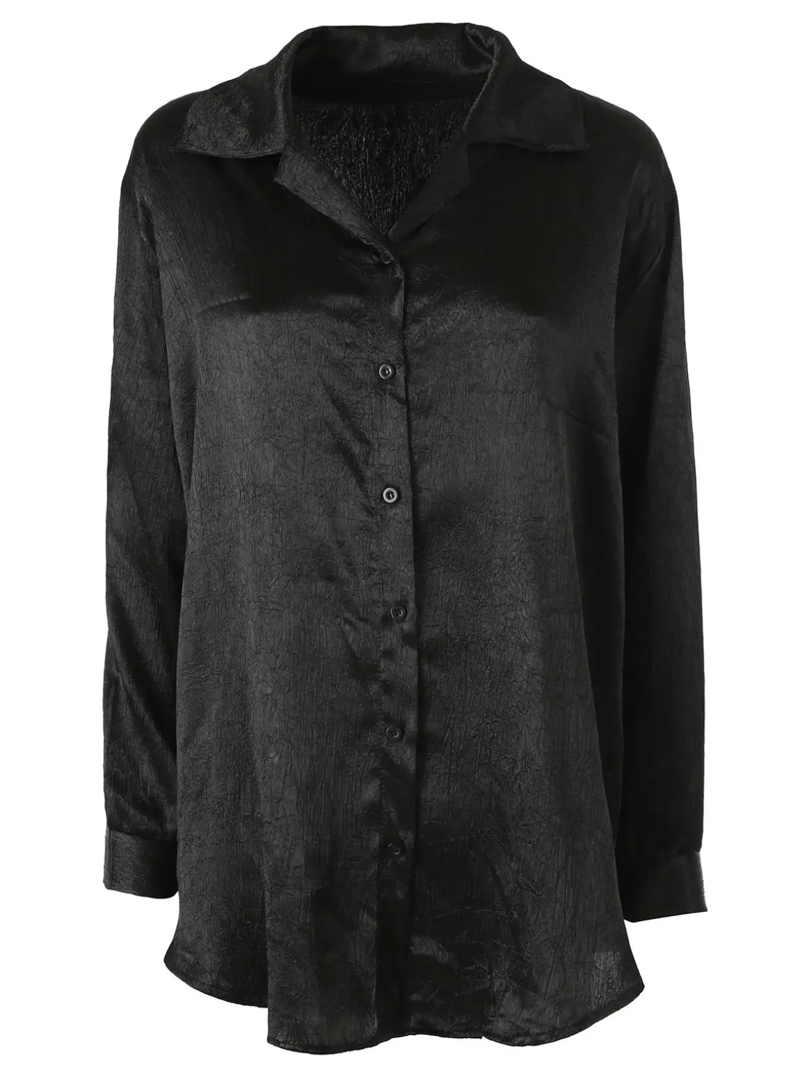 Solada Camicia da donna a maniche lunghe effetto crépe - nero