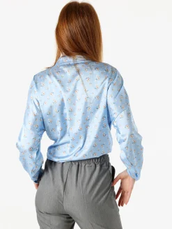 Solada Camicia da donna a maniche lunghe con stampa floreale - azzurro