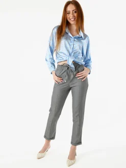 Solada Camicia da donna a maniche lunghe con stampa floreale - azzurro