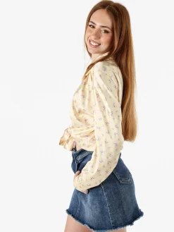 Solada Camicia da donna a maniche lunghe con stampa floreale - giallo