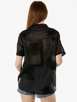 Solada Camicia da donna a maniche corte con ricami - nero