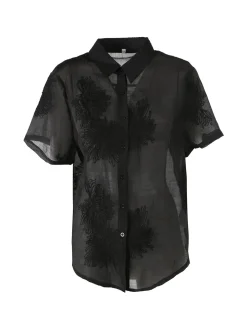 Solada Camicia da donna a maniche corte con ricami - nero
