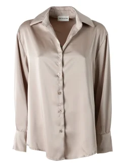 Solada Camicia da donna effetto raso a maniche lunghe - khaki