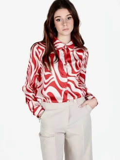 Solada Camicia da donna effetto seta a maniche lunghe