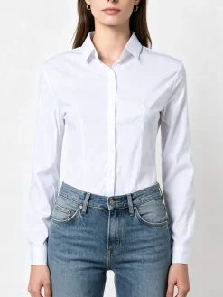 Solada Camicia da donna elasticizzata a maniche lunghe - bianco