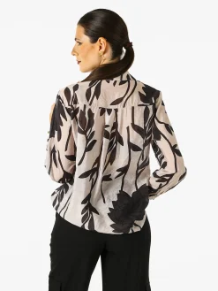 Solada Camicia da donna in misto cotone con stampa floreale a maniche lunghe - taupe