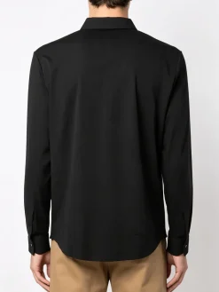 Solada Camicia da uomo a maniche lunghe in tessuto elasticizzato - nero
