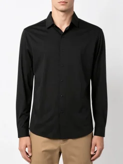 Solada Camicia da uomo a maniche lunghe in tessuto elasticizzato - nero