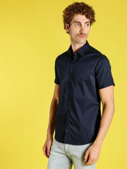 Solada Camicia da uomo a maniche corte - blu scuro