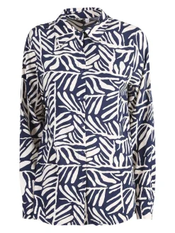 Solada Camicia donna a fantasia in misto cotone - blu scuro
