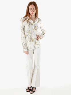 Solada Camicia donna a maniche lunghe con stampa - panna