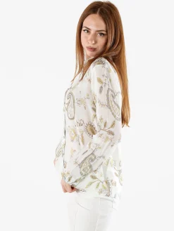Solada Camicia donna a maniche lunghe con stampa - panna