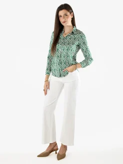 Solada Camicia donna a maniche lunghe con stampe - verde