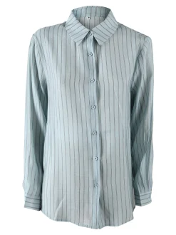Solada Camicia donna a maniche lunghe con stampa a righe - acqua marina