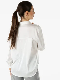 Solada Camicia donna a maniche lunghe in tessuto simil raso - bianco