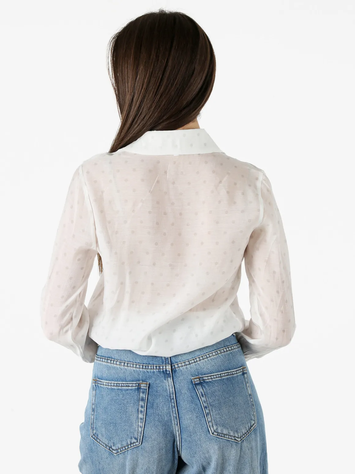 Solada Camicia donna a maniche lunghe con stampa a pois - bianco