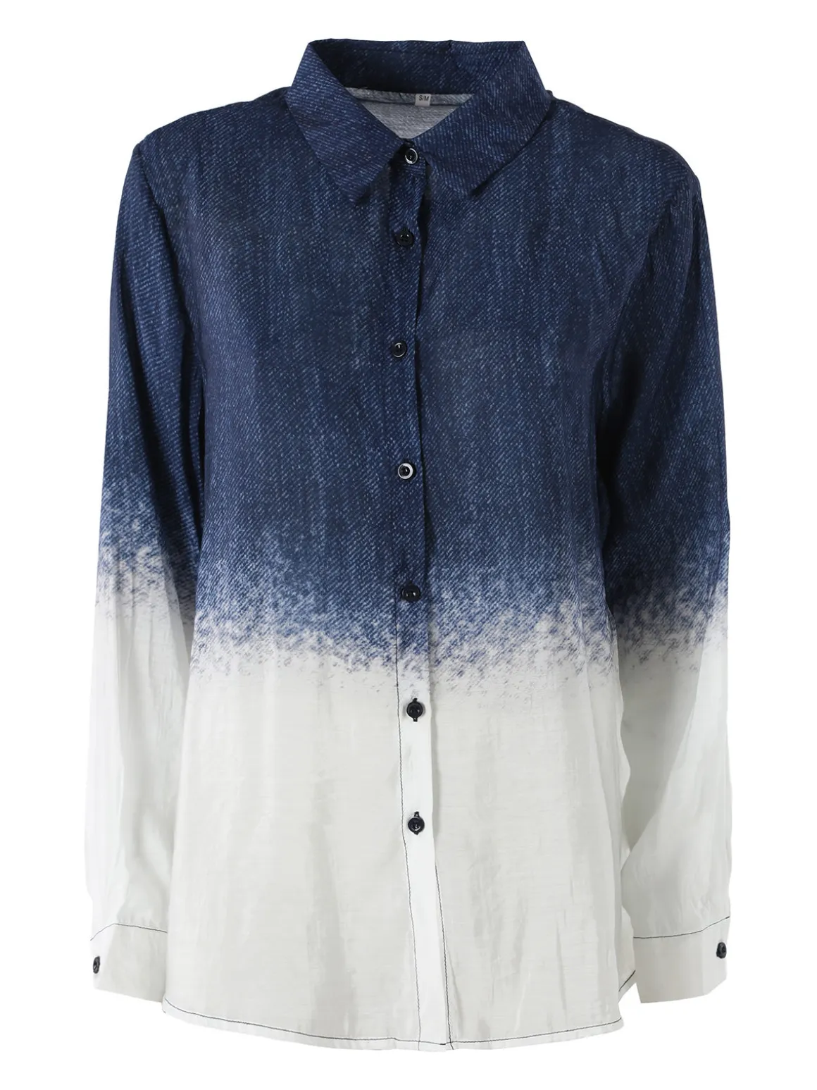 Solada Camicia donna a maniche lunghe con stampa bicolore - blu scuro
