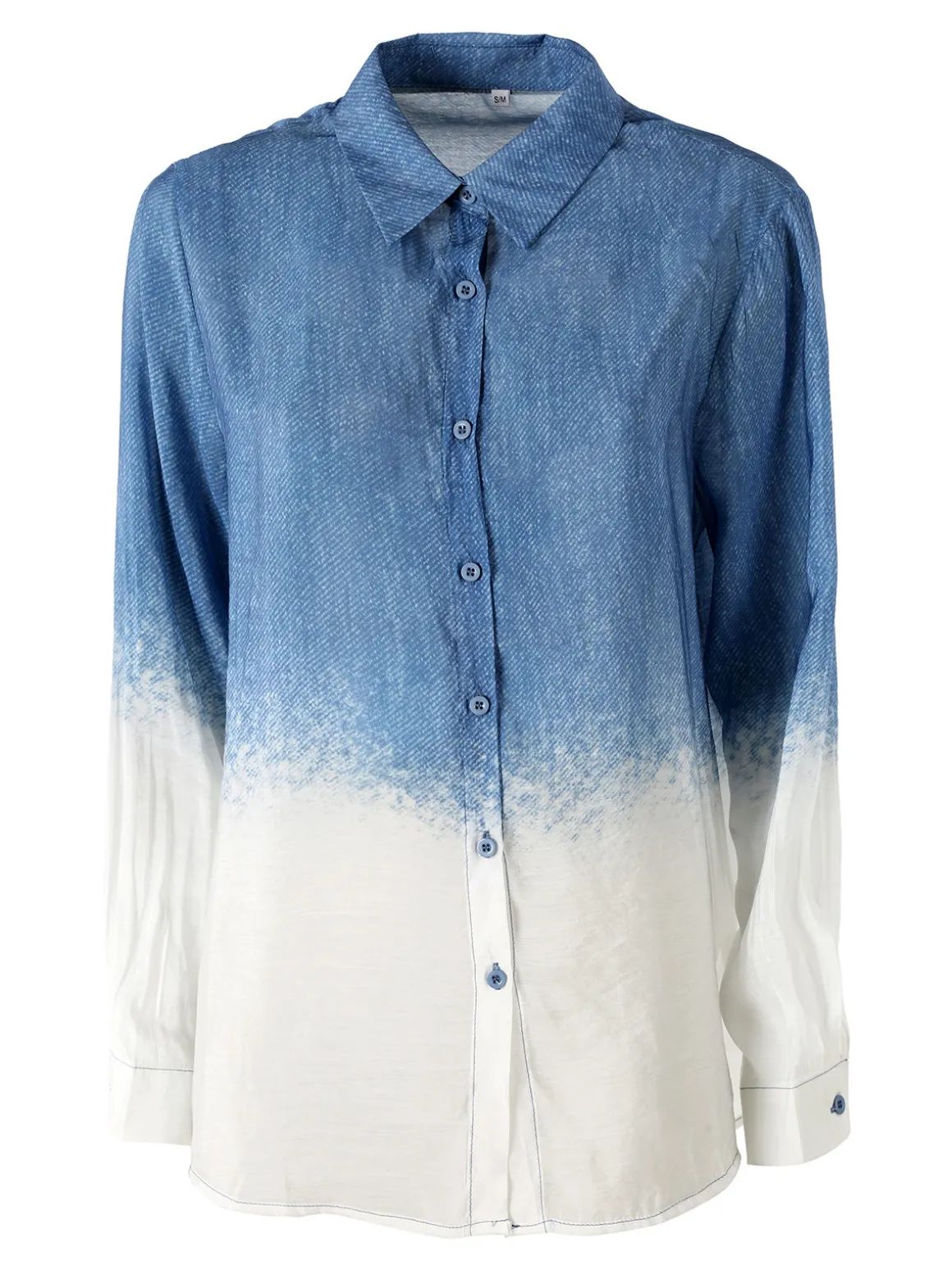 Solada Camicia donna a maniche lunghe con stampa bicolore - blu