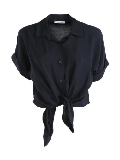 Solada Camicia donna a maniche corte in viscosa - blu scuro