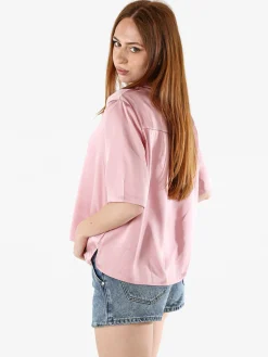 Solada Camicia donna a maniche corte effetto raso - rosa
