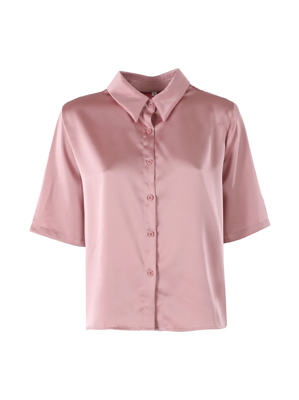 Solada Camicia donna a maniche corte effetto raso - rosa