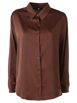Solada Camicia donna a maniche lunghe in tessuto simil raso - moro