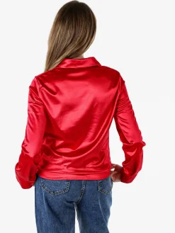 Solada Camicia donna a maniche lunghe effetto raso - rosso