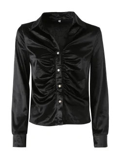 Solada Camicia donna a maniche lunghe effetto seta - beige