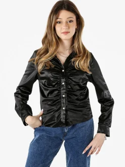 Solada Camicia donna a maniche lunghe effetto seta - beige