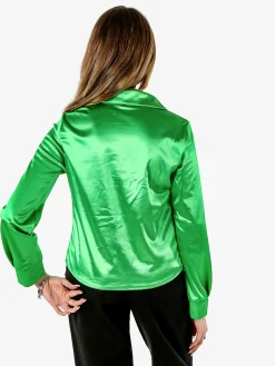 Solada Camicia donna a maniche lunghe effetto raso - verde