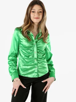 Solada Camicia donna a maniche lunghe effetto raso - verde