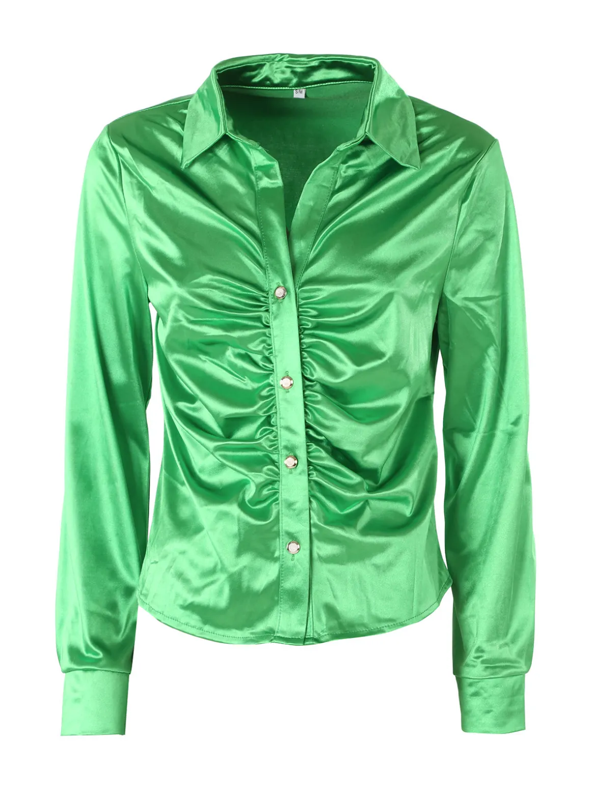 Solada Camicia donna a maniche lunghe effetto raso - verde