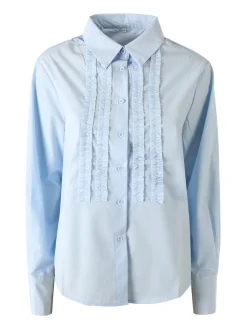 Solada Camicia donna a maniche lunghe in misto cotone - azzurro