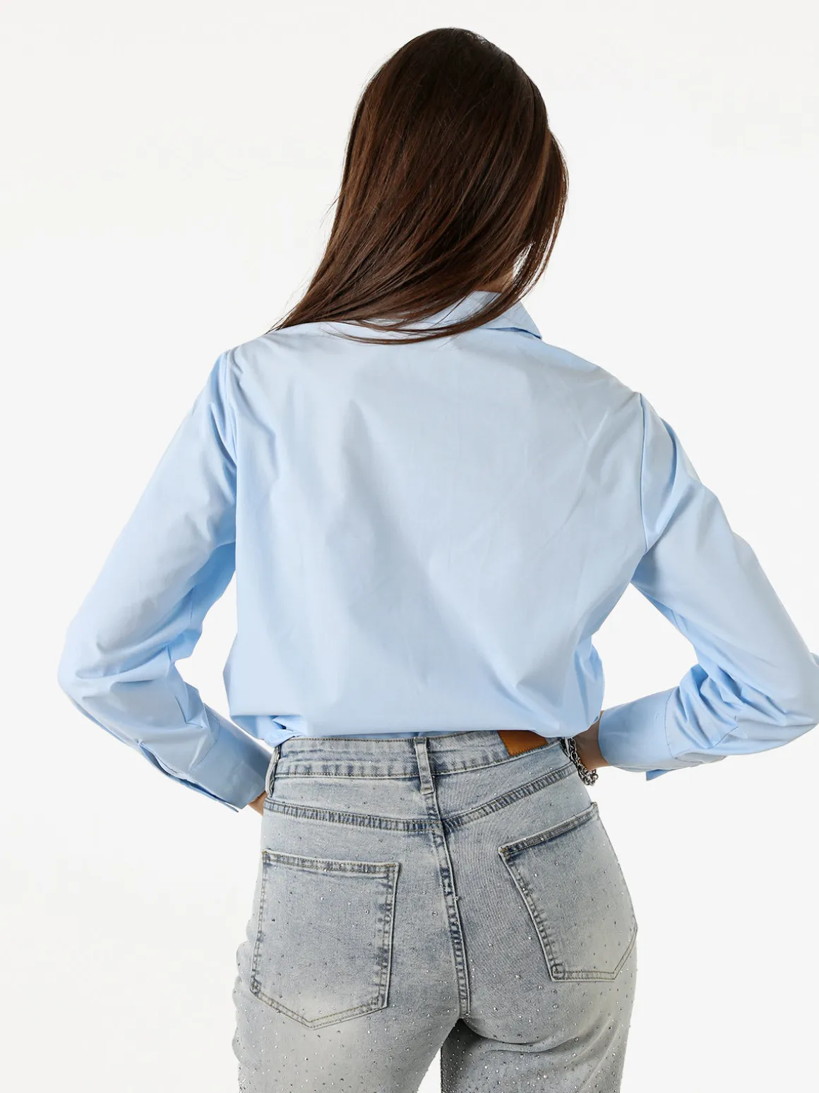 Solada Camicia donna a maniche lunghe in misto cotone - azzurro