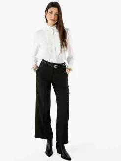 Solada Camicia donna a maniche lunghe con rouches - bianco